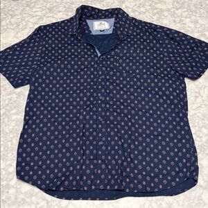 Men's Navy and Red Patterned Casual Shirt